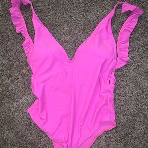 Hot Pink Ruffle One Piece Swimsuit